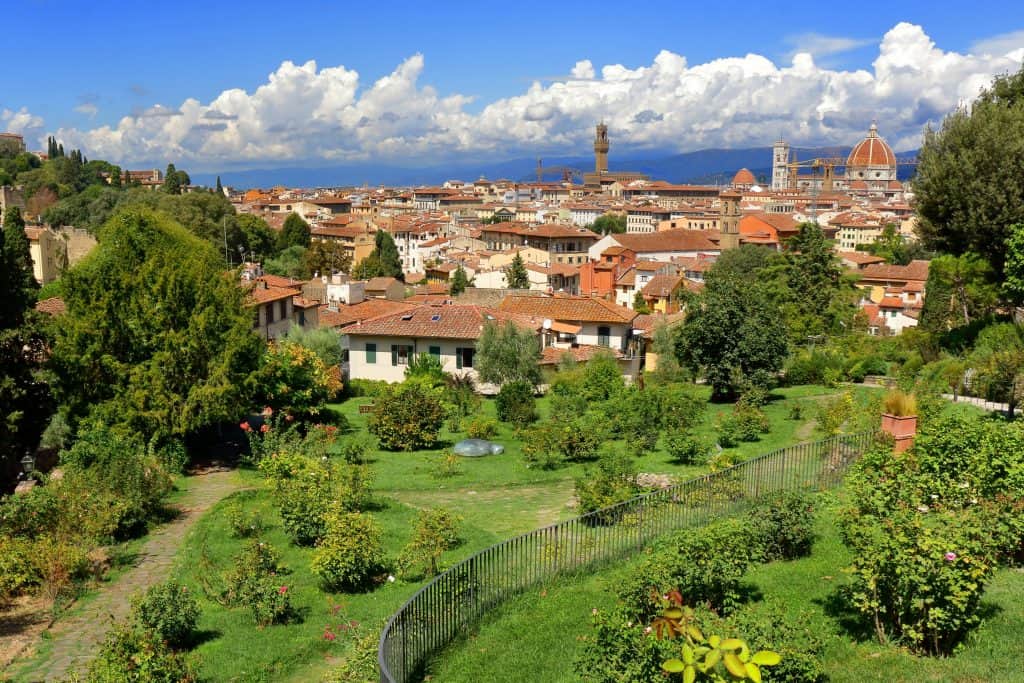 Il giardino delle rose da cui si ha una splendida vista su Firenze